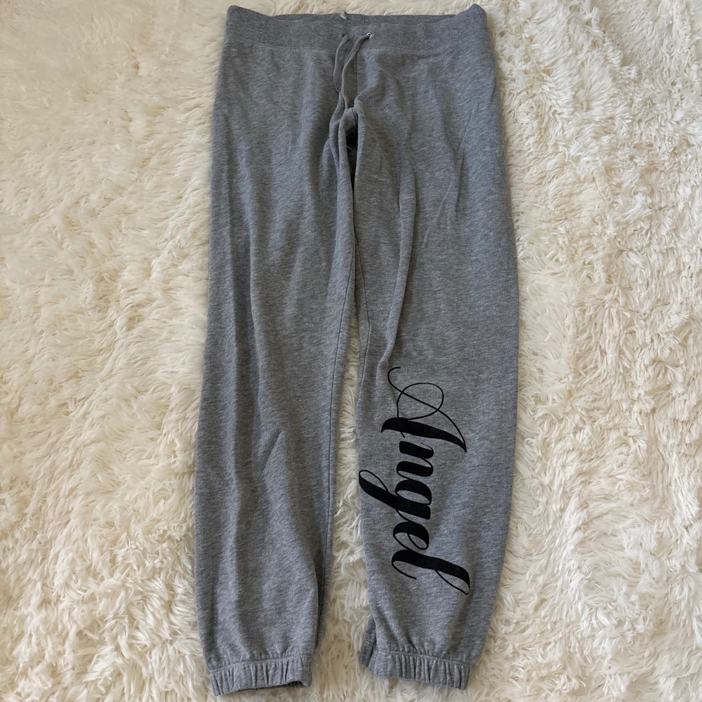 Victorias Secret Angel Jogger Sweatpants Heather Gray Graphic Small